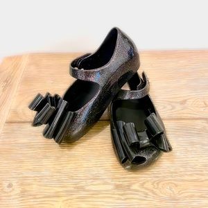 NEVER WORN Mini Melissa Black Glitter Shoes -  Toddler/Little Kids Sz 7